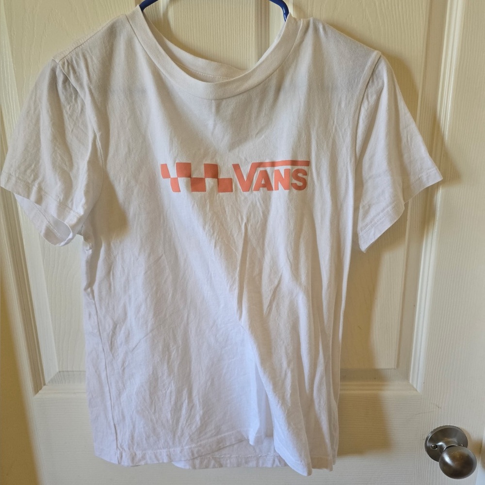 Vans Logo T-Shirt Big Girls Large Graphic White